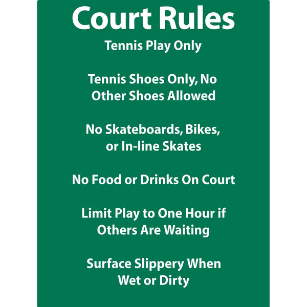 Tennis Court Rules Sign - Main Image
