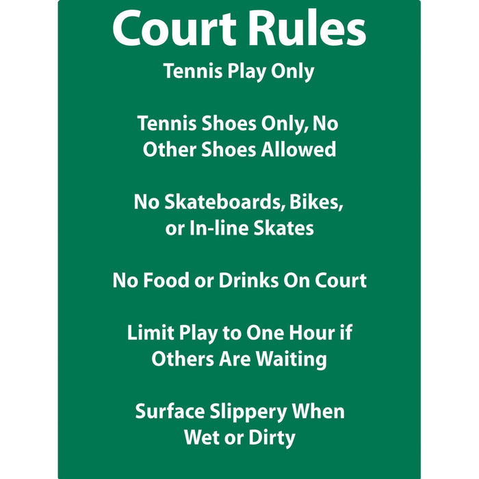 Tennis Court Rules sign